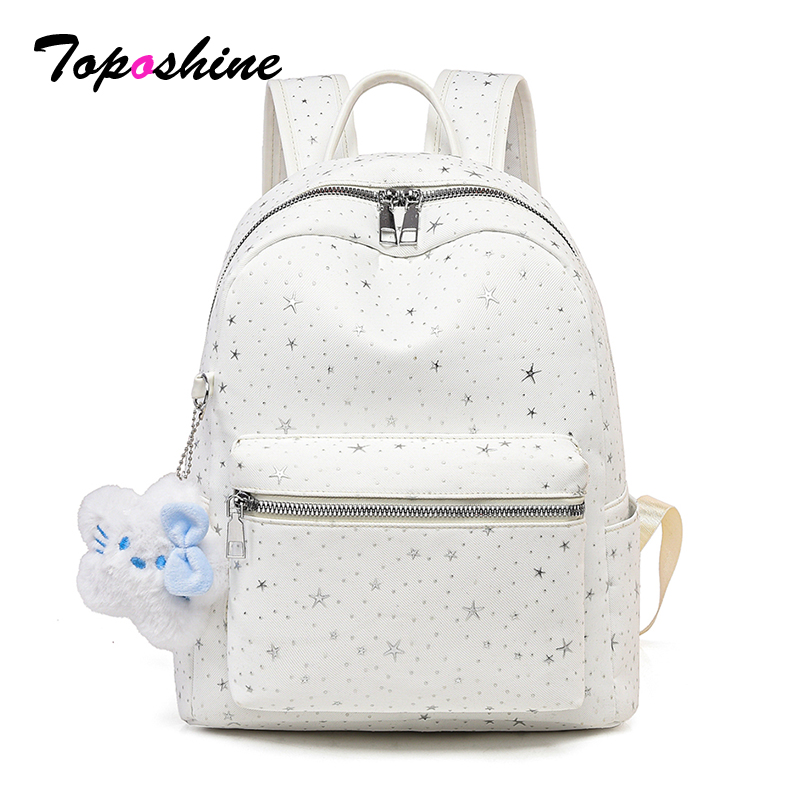 School Backpack Teen - Toposhine Sweet Star White Backpack Lightweight