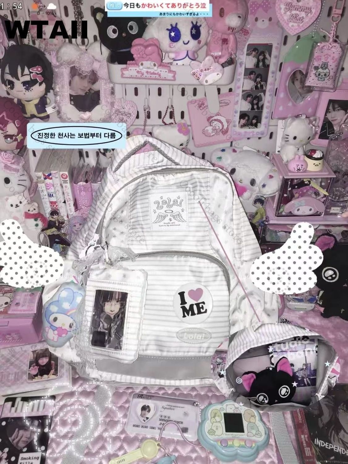 Fashion Striped Dot Decor Back - Canvas Backpack Casual avis et prix