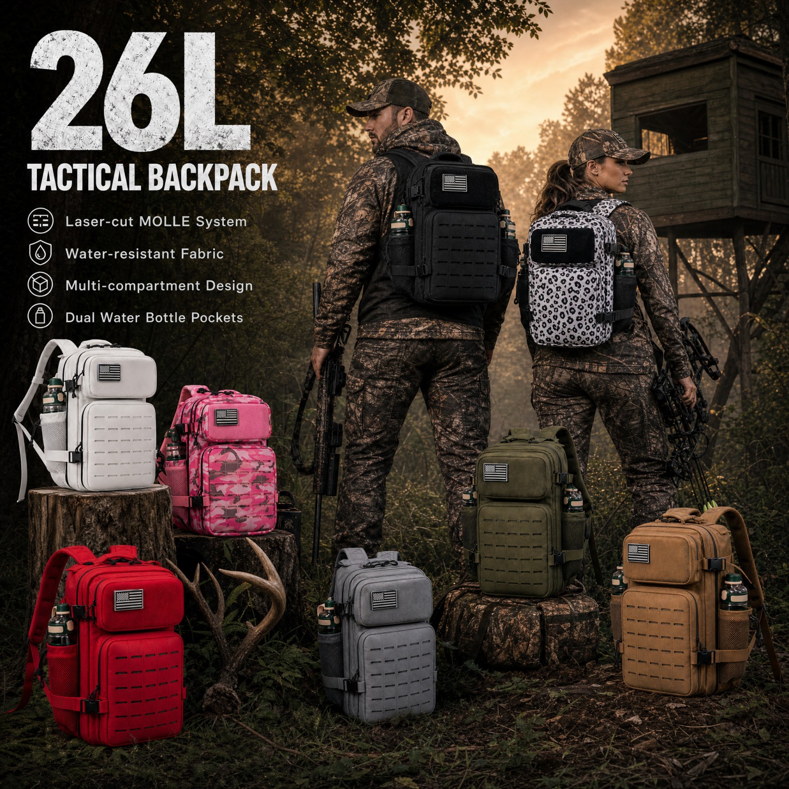 26L Tactical Hunting Backpack  - Rucksack Military Style avis et prix