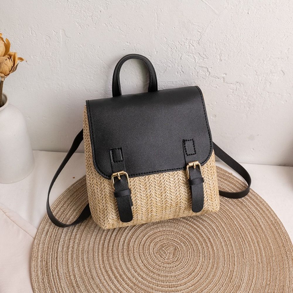 Versatile Bag PU Leather Straw - Leather Backpack Vintage avis et prix