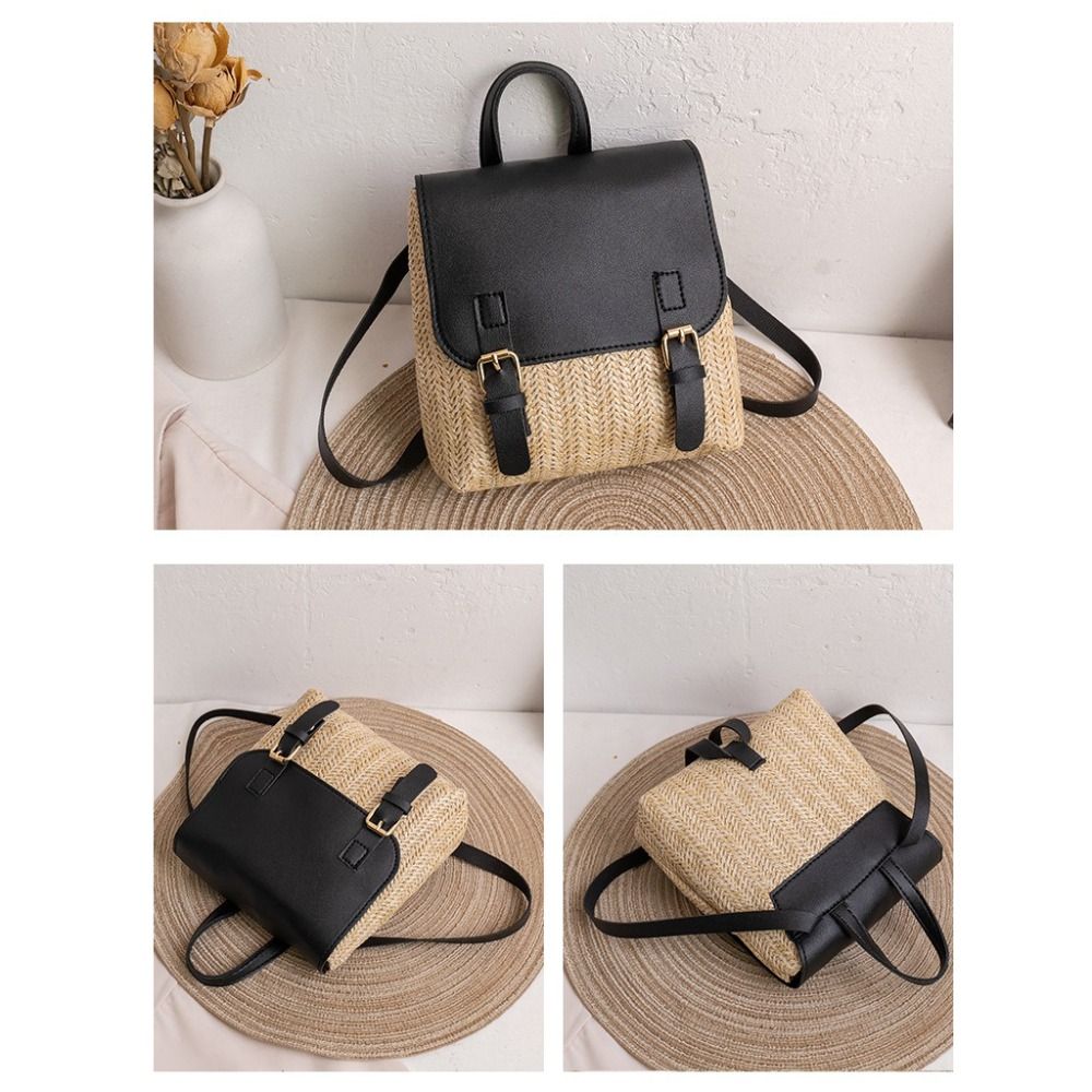 Versatile Bag PU Leather Straw - Leather Backpack Vintage avis et prix