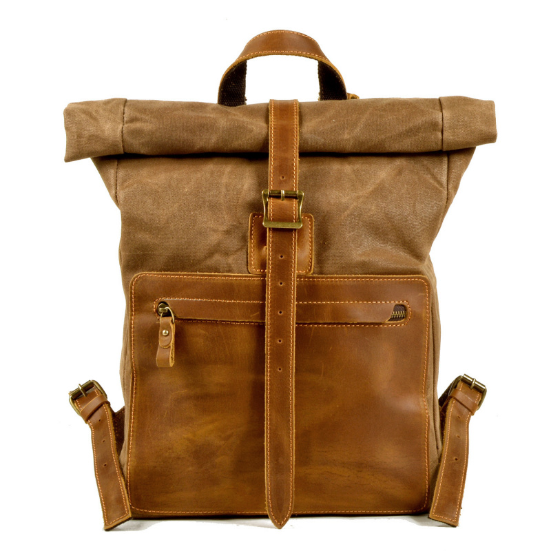 New simple and retro wax canva - Canvas Backpack Casual avis et prix
