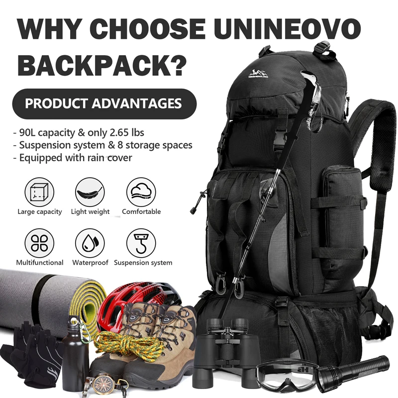 Large 90L Travel Backpack Mili - Rucksack Military Style avis et prix