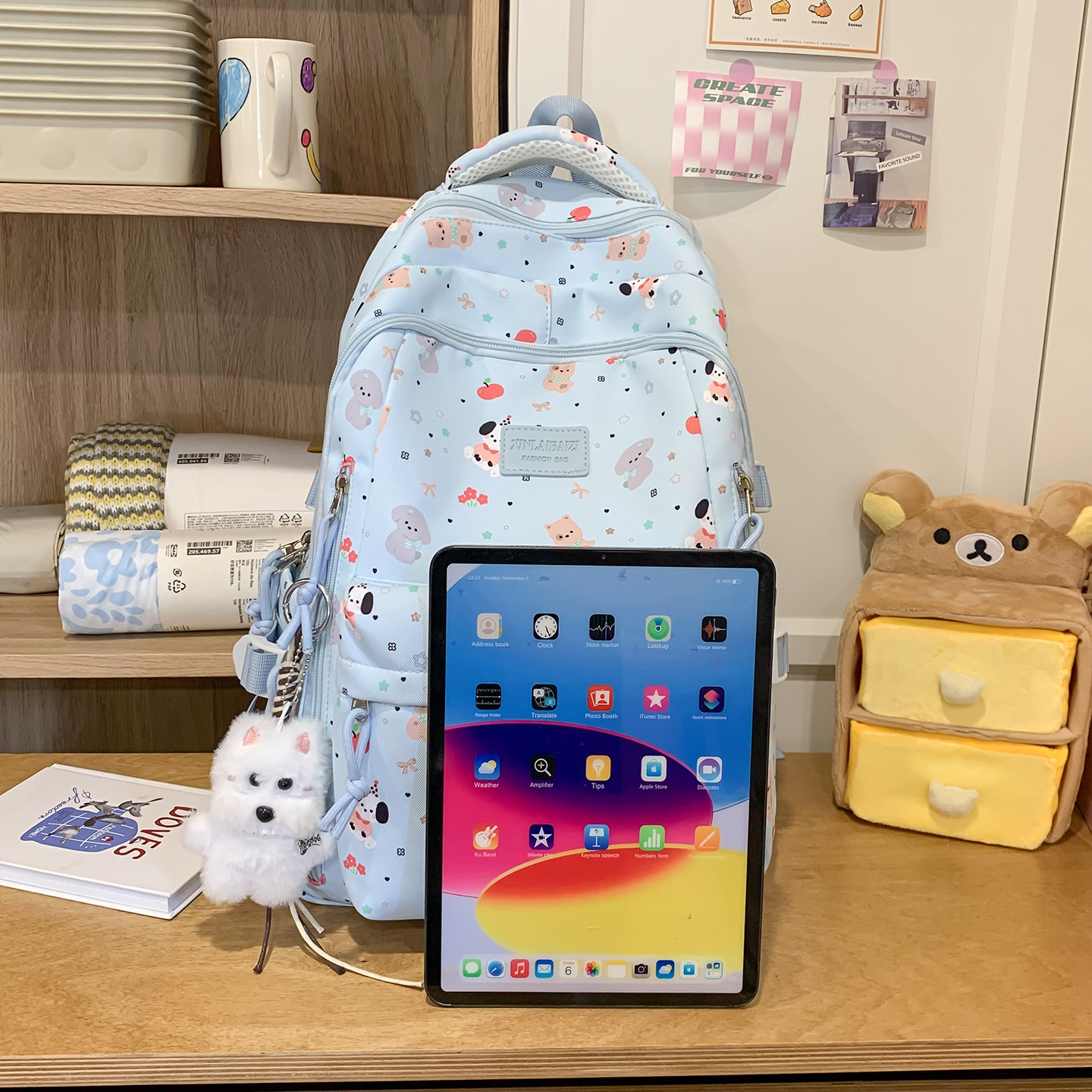 Cute Animal Print Backpack Wom - Canvas Backpack Casual avis et prix