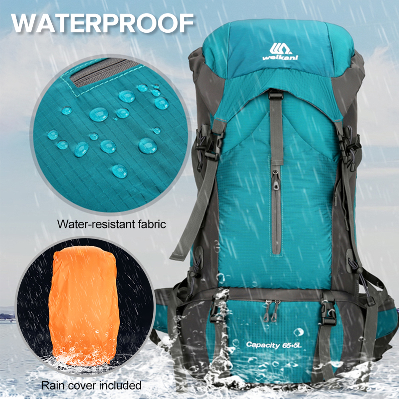70L Extra Large Backpack for 3 - Rain Cover Backpack avis et prix