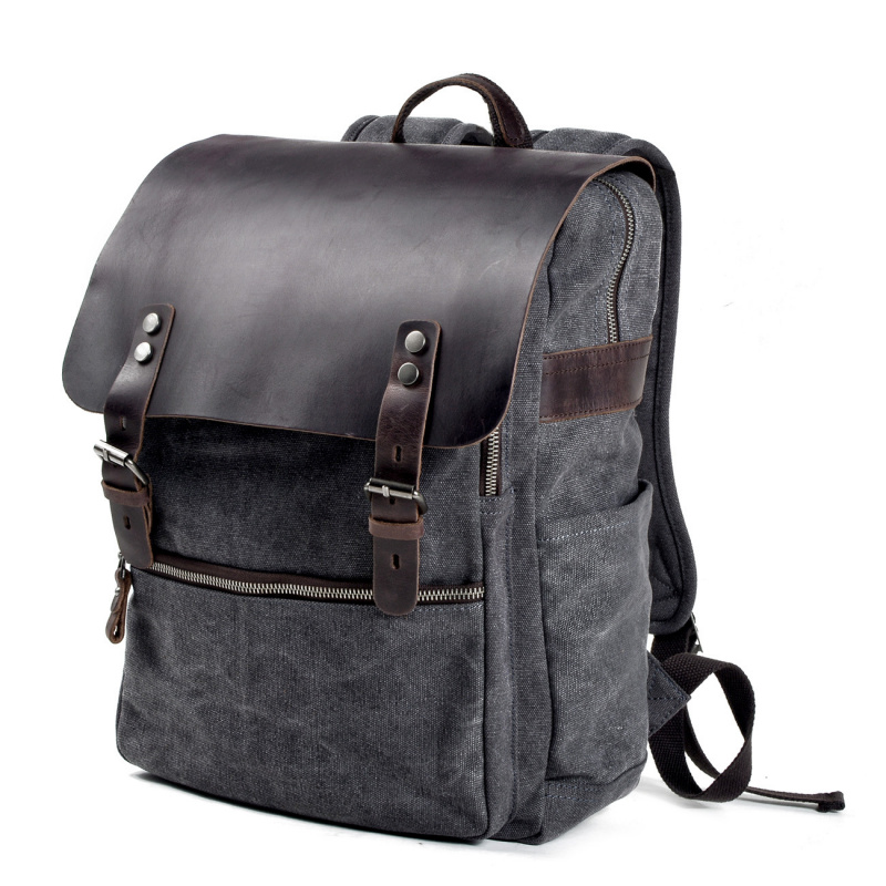 Retro men's backpack, double s - Canvas Backpack Casual avis et prix